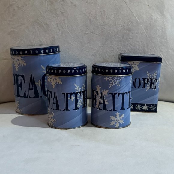 Holiday Inspirational Storage Tins - Set of 4 New with Tags - Picture 1 of 6